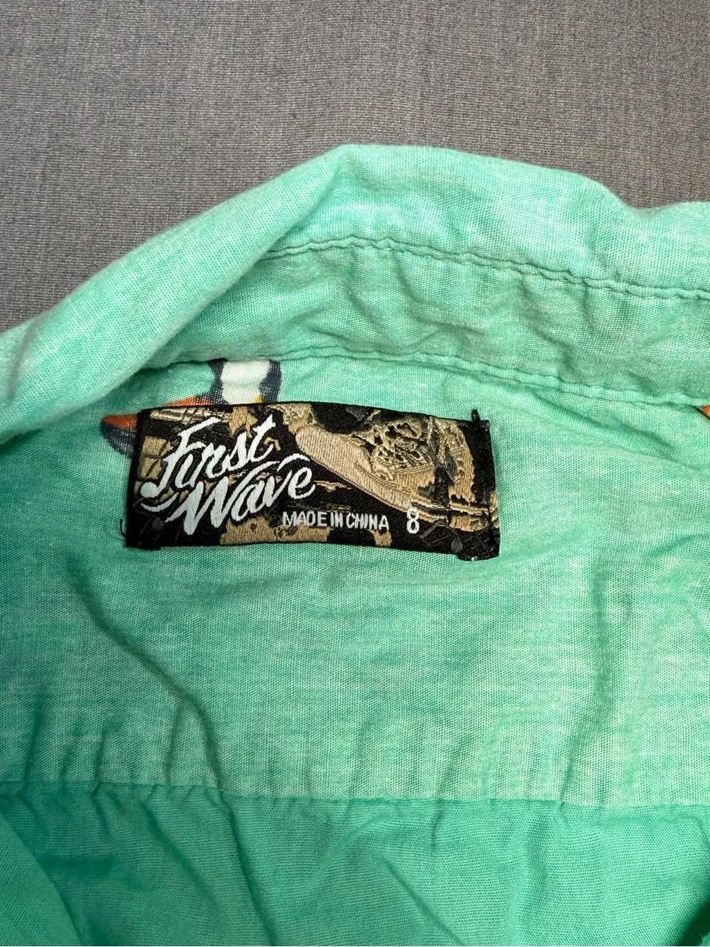 First Wave Mint Green Toucan Print Button Down Shirt